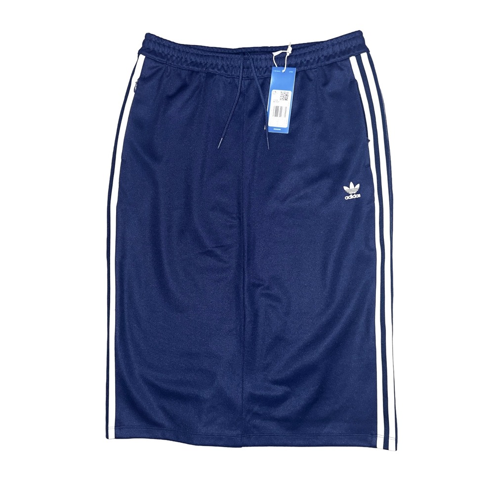 Adidas Originals 3 Stripe Skirt Womens M Blue Trefoil Logo Athletic Midi Sporty